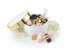 Hvid m. Guld kant - Julemix 300 g.
