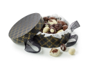 Rund Hatte&aelig;ske Sort/Guld, Luksus chokolade & Luksus&aelig;g 500 g.