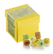 Gul Surpricebox m/p&aring;skelabel, P&aring;skerox, 90 g.