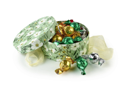 Gr&oslash;n m. Blomster - Mixede Chokoladekugler 300 g.