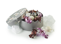 Brun/Hvid Blomster - Mixede Chokoladekugler 300 g.