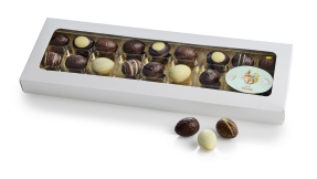 Hvid rude&aelig;ske, 27 stk Luksus&aelig;g 245 g.