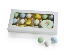 Hvid rude&aelig;ske, 18 stk Belgiske Fugle&aelig;g 200 g.