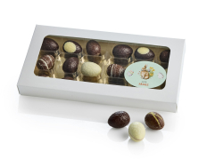 Hvid rude&aelig;ske, 18 stk Luksus&aelig;g 160 g.