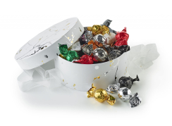 S&oslash;lv grene & Guld prikker, Stor - Mixede Chokoladekugler 600 g.
