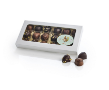 Hvid rude&aelig;ske, 18 stk Marcipan&aelig;g 180 g.