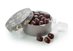 Rund Hatte&aelig;ske Brun/Hvid Blomster, &Oslash;kologisk Marcipan&aelig;g, 500 g.