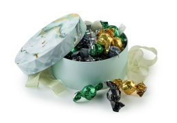 Lysegr&oslash;n Marmor, Stor - Mixede Chokoladekugler 600 g.