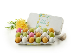 &AElig;ggebakker, 18 stk. Marcipan&aelig;g m/ sukkerskal, 290 g.