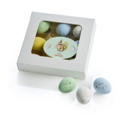 Hvid rude&aelig;ske, 9 stk Belgiske Fugle&aelig;g 100 g.