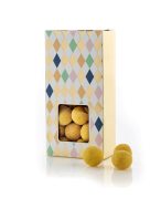 Harlekin Lukket &AElig;ske, Lakridskugler m/Hvid chokolade & passion, 90 g.