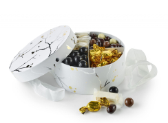 S&oslash;lv grene & Guld prikker, Stor - Familie&aelig;ske 850 g.