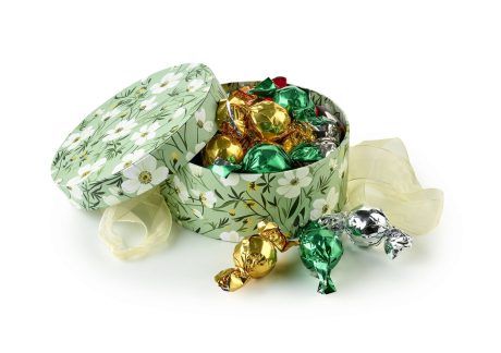 Gr&oslash;n m. Blomster - Mixede Chokoladekugler 300 g.