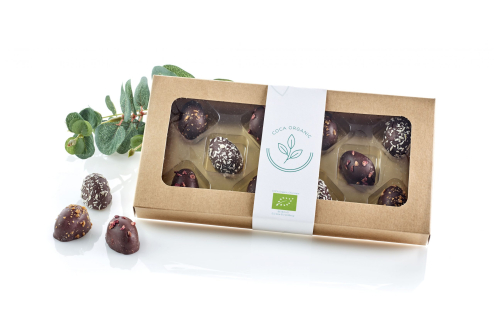 Karton&aelig;ske Natur m/rude, 10 stk. &Oslash;kologiske Marcipan&aelig;g, 100 g.