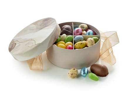 Rund Hatte&aelig;ske Brun Marmor, Familie&aelig;ske, 400 g.