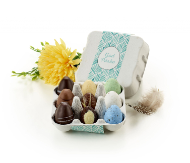 &AElig;ggebakker, 9 stk. Mix (Marcipan&aelig;g, Luksus&aelig;g, Belgiske fugle&aelig;g), 90 g.