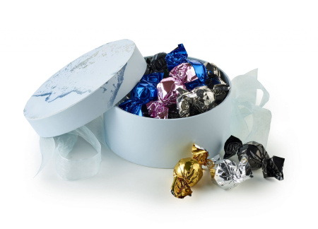 Lysebl&aring; Marmor - Mixede Chokoladekugler 300 g.