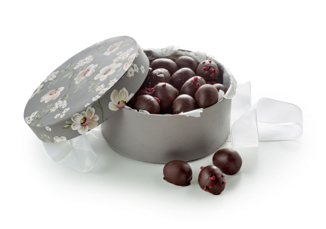 Rund Hatte&aelig;ske Brun/Hvid Blomster, &Oslash;kologisk Marcipan&aelig;g, 500 g.