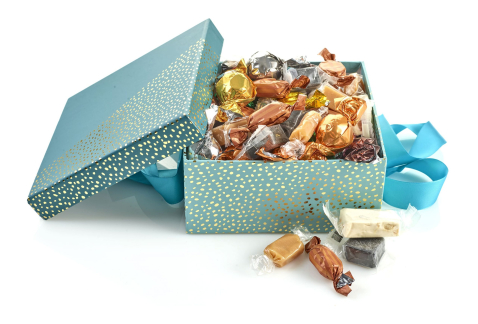 Firkantet m/Guld, Stor - Julemix 600 g.