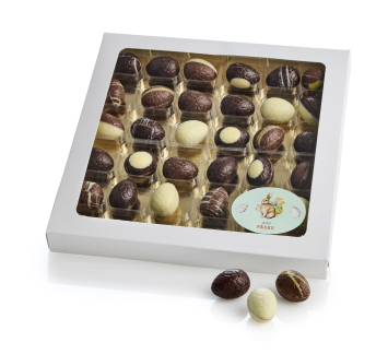 Hvid rude&aelig;ske, 36 stk Luksus&aelig;g 325 g.