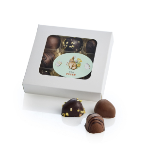 Hvid rude&aelig;ske, 9 stk Marcipan&aelig;g 90 g.