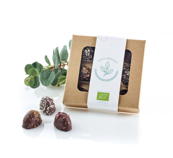 Karton&aelig;ske Natur m/rude, 9 stk. &Oslash;kologiske Marcipan&aelig;g, 90 g.