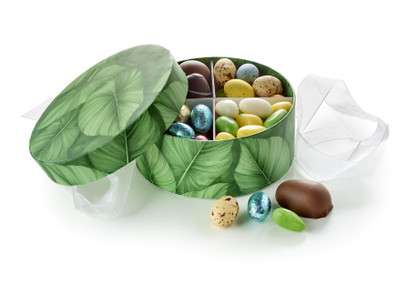 Rund Hatte&aelig;ske Green big leaf, Familie&aelig;ske, 400 g.