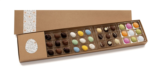 P&aring;ske&aelig;sker Natur, 9 stk Marcipan&aelig;g+9 stk Fugle&aelig;g+9 stk Luksus&aelig;g+9 stk Marcipan&aelig;g m. sukkerskal 415 g