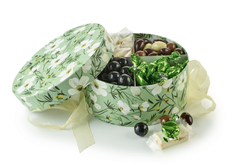 Gr&oslash;n m. Blomster, Stor - Familie&aelig;ske 850 g.