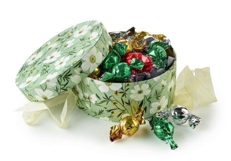 Gr&oslash;n m. Blomster, Storn - Mixede Chokoladekugler 600 g.