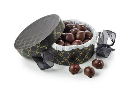 Rund Hatte&aelig;ske Sort/Guld, &Oslash;kologisk Marcipan&aelig;g, 500 g.