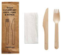 Cutlery wood, træ, træ, Cutlery set Pakke med 500 sæt, palle 35 kasser Knife/Fork/Napkin