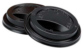 Låg t/kaffe, PS, sort, Lid high 12-16 oz æske a 1000 stk, palle 36 kartoner Fødevaregodkendt