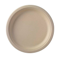 Tallerken frokost, Rund indvendig diameter 220.0 mm, biobaseret brun, Bagasse, pakke a 50 stk kasse med 10 pakker, palle 25 kasser