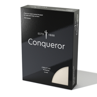 Conqueror Laid, brilliant white, 100g/m2 laid, Med vandm&aelig;rke tr&aelig;fri ECF med 15% bomuld, 145&micro;m, 210mm x 297mm, A4, Smal bane, pakke a 500 ark FSC Mix Credit