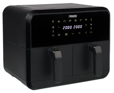 Princess Double Basket Airfryer Double hot air fryer 2.4kW Sort