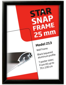 Snapramme 25mm A4 sort 