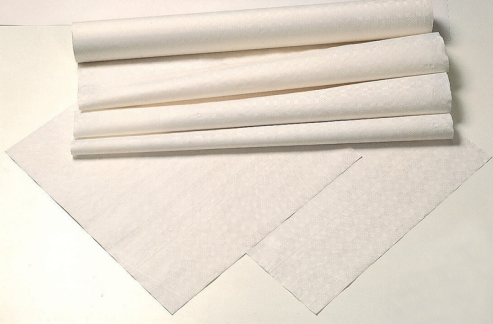 Stikdug, Tork, 1200 x 800 mm, Papir hvid, Afsk&aring;ret borddug, pakke a 125 stk